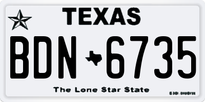 TX license plate BDN6735