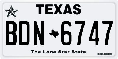 TX license plate BDN6747