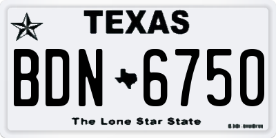 TX license plate BDN6750