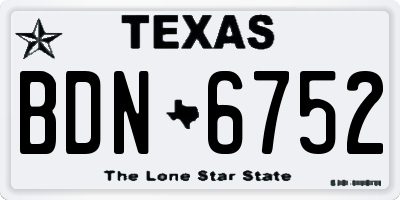 TX license plate BDN6752