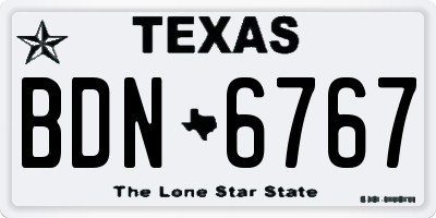 TX license plate BDN6767
