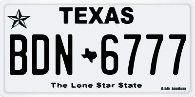 TX license plate BDN6777