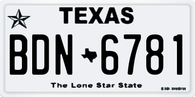 TX license plate BDN6781