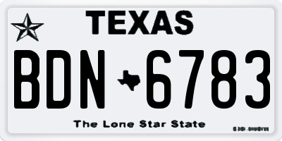 TX license plate BDN6783