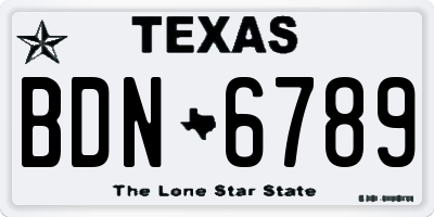 TX license plate BDN6789