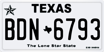 TX license plate BDN6793