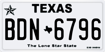 TX license plate BDN6796