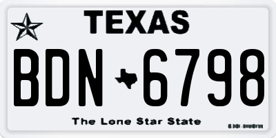 TX license plate BDN6798