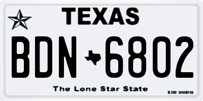 TX license plate BDN6802
