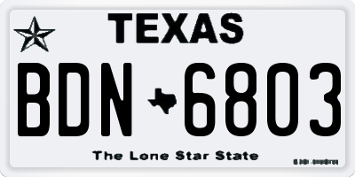 TX license plate BDN6803