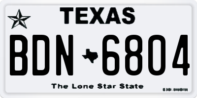 TX license plate BDN6804