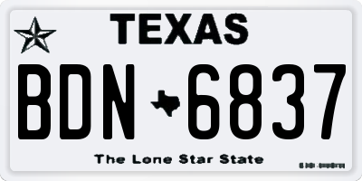 TX license plate BDN6837