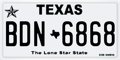 TX license plate BDN6868