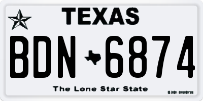 TX license plate BDN6874