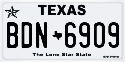 TX license plate BDN6909