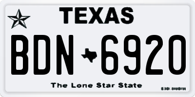 TX license plate BDN6920