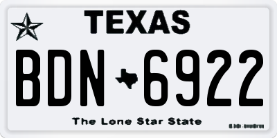 TX license plate BDN6922
