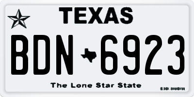 TX license plate BDN6923