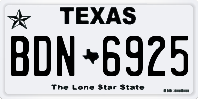 TX license plate BDN6925