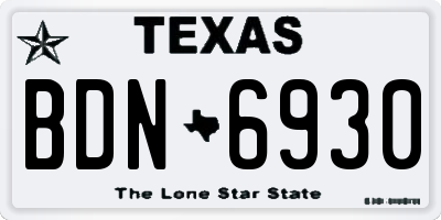 TX license plate BDN6930