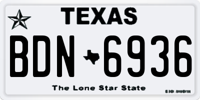 TX license plate BDN6936