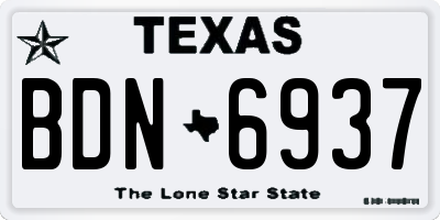 TX license plate BDN6937