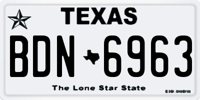 TX license plate BDN6963