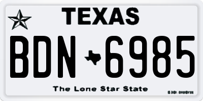 TX license plate BDN6985