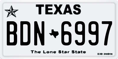 TX license plate BDN6997