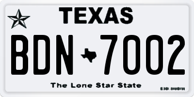 TX license plate BDN7002