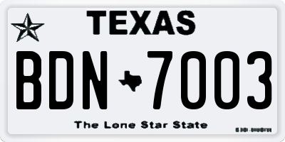 TX license plate BDN7003