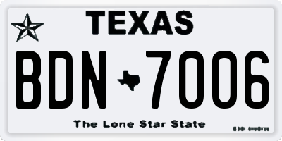 TX license plate BDN7006