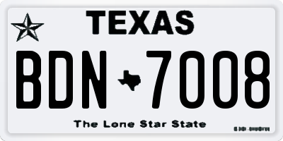 TX license plate BDN7008