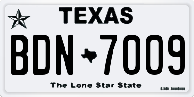 TX license plate BDN7009