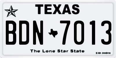 TX license plate BDN7013