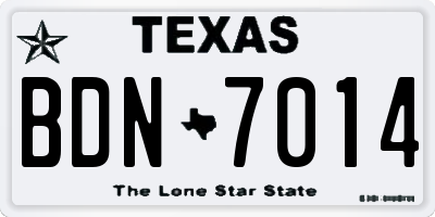 TX license plate BDN7014