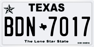 TX license plate BDN7017