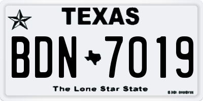 TX license plate BDN7019