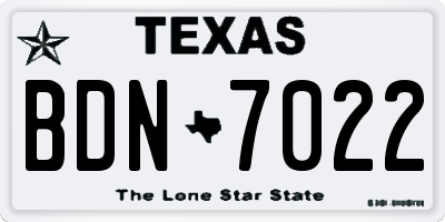 TX license plate BDN7022