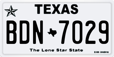 TX license plate BDN7029