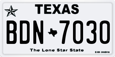 TX license plate BDN7030