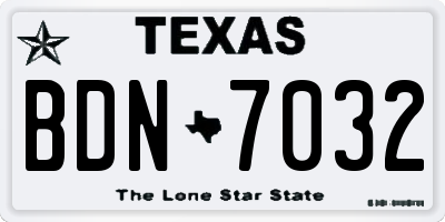 TX license plate BDN7032