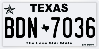 TX license plate BDN7036