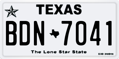 TX license plate BDN7041