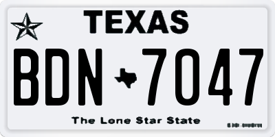TX license plate BDN7047