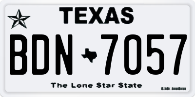TX license plate BDN7057