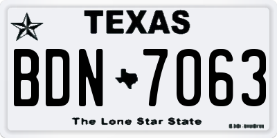 TX license plate BDN7063