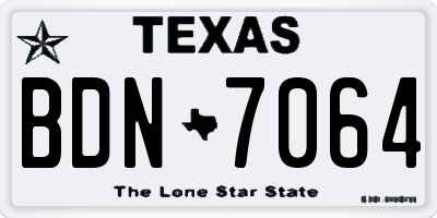 TX license plate BDN7064