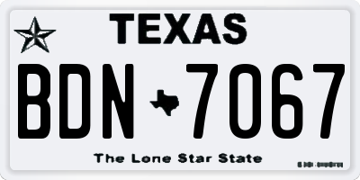 TX license plate BDN7067