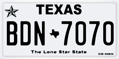 TX license plate BDN7070